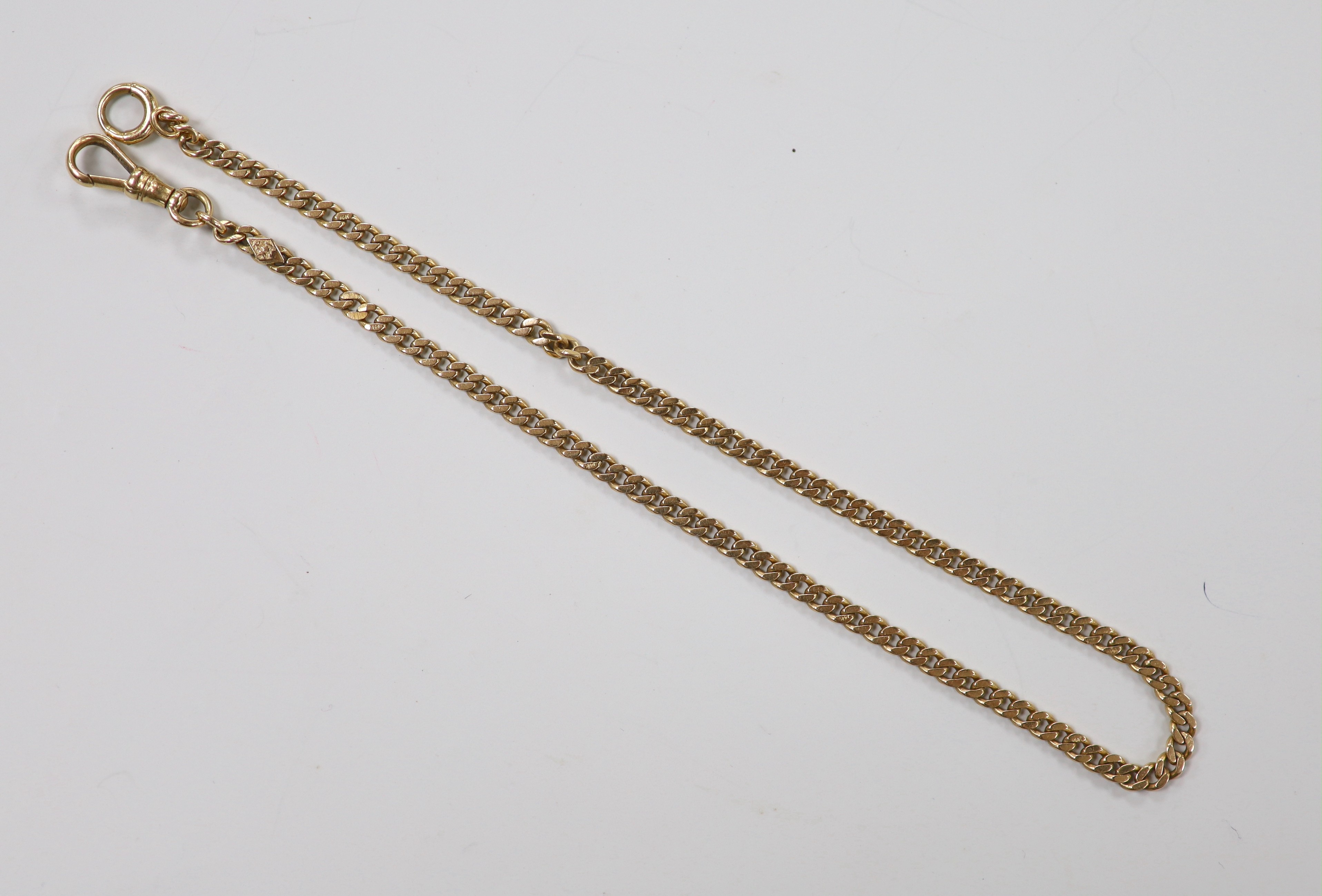 A modern 14k yellow metal curb link chain, 38cm, 18 grams.